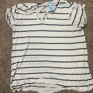 Striped White and Black T-Shirt